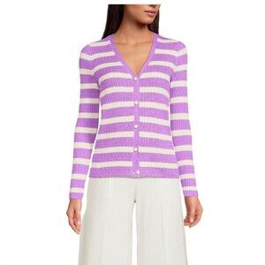 Lands' End Women's Drifter Baby Cable V Neck Cardigan Sweater